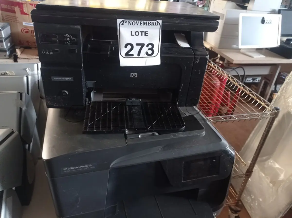 LOTE 273 - 03 IMPRESSORAS MULTIFUNCIONAIS MARCA HP. (NO ESTADO) ATENÇÃO! FAZER A VISITAÇÃO ANTES DE ARREMATAR, NÃO SABEMOS SE FUNCIONA. LEILÃO NÃO TEM GARANTIA E NEM DEVOLUÇÃO, SUJEITO A POSSÍVEIS AVARIAS VISÍVEIS/OCULTAS E/OU AUSÊNCIA DE COMPONENTES.