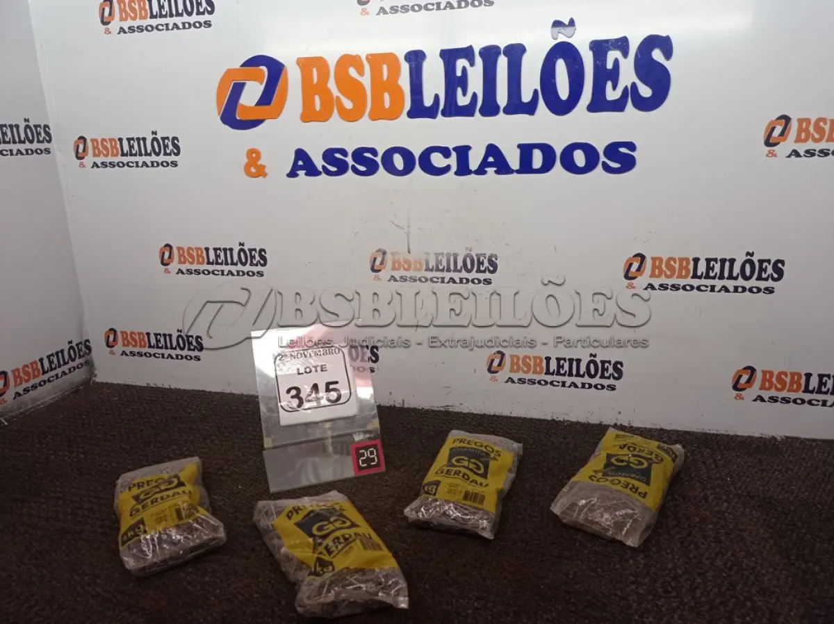 LOTE 345 - 4KG DE PREGOS MARCA GERDAU(NOVO). (NO ESTADO) ATENÇÃO! FAZER A VISITAÇÃO ANTES DE ARREMATAR, NÃO SABEMOS SE FUNCIONA. LEILÃO NÃO TEM GARANTIA E NEM DEVOLUÇÃO, SUJEITO A POSSÍVEIS AVARIAS VISÍVEIS/OCULTAS E/OU AUSÊNCIA DE COMPONENTES.