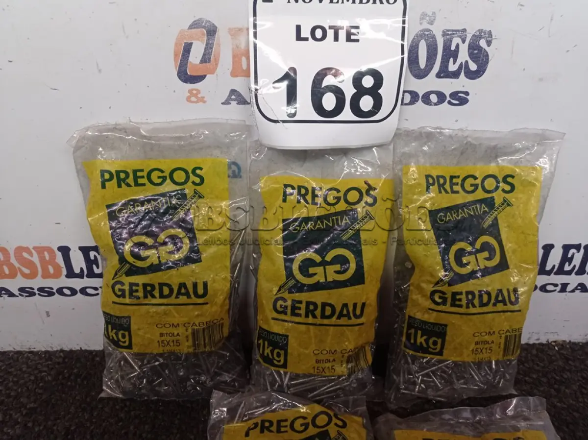 LOTE 168 - 5KG DE PREGOS MARCA GERDAU(NOVO). (NO ESTADO) ATENÇÃO! FAZER A VISITAÇÃO ANTES DE ARREMATAR, NÃO SABEMOS SE FUNCIONA. LEILÃO NÃO TEM GARANTIA E NEM DEVOLUÇÃO, SUJEITO A POSSÍVEIS AVARIAS VISÍVEIS/OCULTAS E/OU AUSÊNCIA DE COMPONENTES.