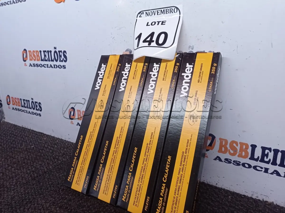 LOTE 140 - 04 MASSAS PARA CALAFETAR MARCA VONDER(NOVO). (NO ESTADO) ATENÇÃO! FAZER A VISITAÇÃO ANTES DE ARREMATAR, NÃO SABEMOS SE FUNCIONA. LEILÃO NÃO TEM GARANTIA E NEM DEVOLUÇÃO, SUJEITO A POSSÍVEIS AVARIAS VISÍVEIS/OCULTAS E/OU AUSÊNCIA DE COMPONENTES.