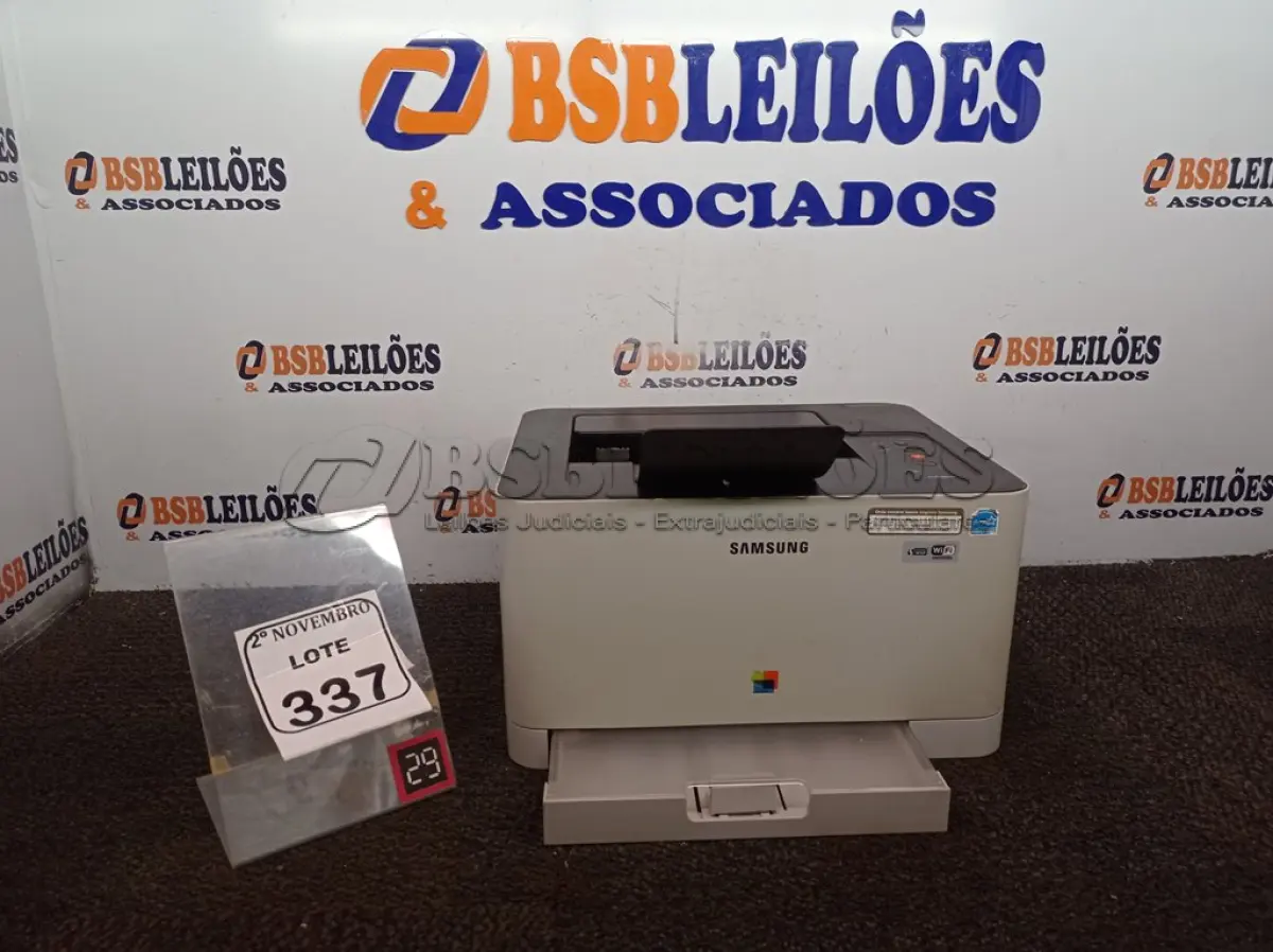 LOTE 337 - 01 IMPRESSORA SAMSUNG MODELO CLT365W. (NO ESTADO) ATENÇÃO! FAZER A VISITAÇÃO ANTES DE ARREMATAR, NÃO SABEMOS SE FUNCIONA. LEILÃO NÃO TEM GARANTIA E NEM DEVOLUÇÃO, SUJEITO A POSSÍVEIS AVARIAS VISÍVEIS/OCULTAS E/OU AUSÊNCIA DE COMPONENTES.