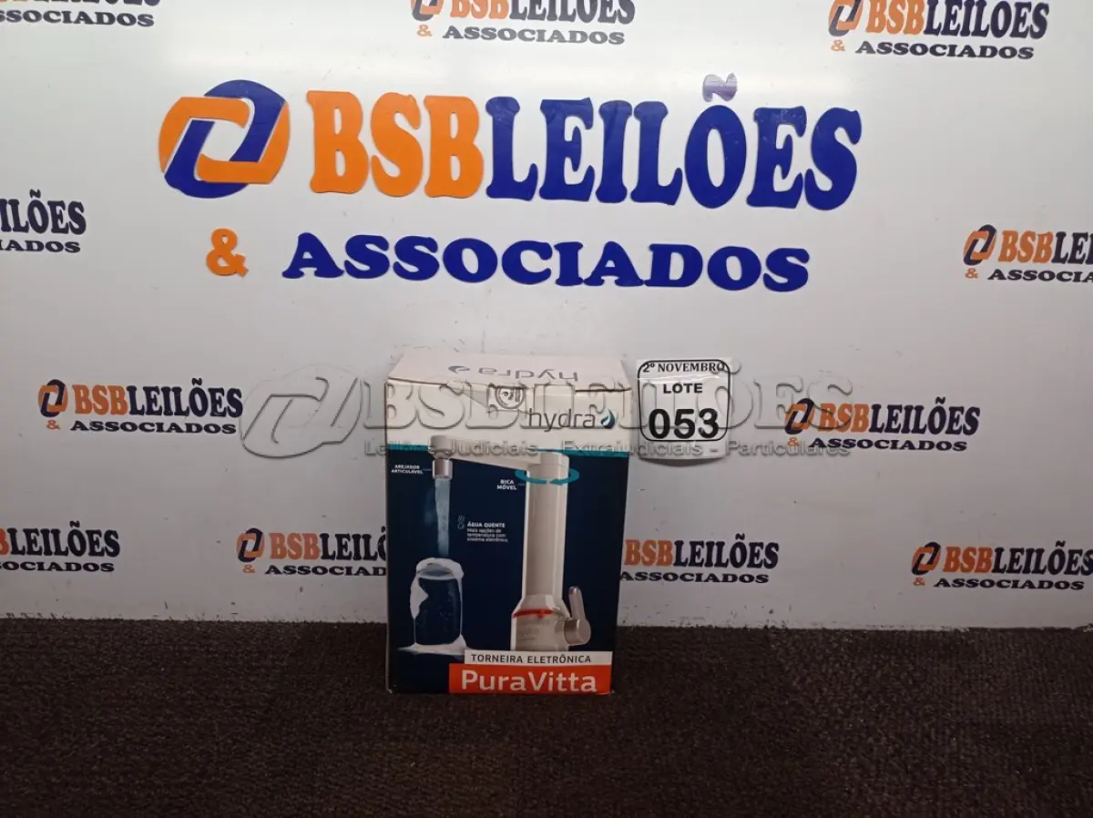 LOTE 053 - 01 TORNEIRA ELETRÔNICA PURAVITTA MARCA HYDRA(NOVO). (NO ESTADO) ATENÇÃO! FAZER A VISITAÇÃO ANTES DE ARREMATAR, NÃO SABEMOS SE FUNCIONA. LEILÃO NÃO TEM GARANTIA E NEM DEVOLUÇÃO, SUJEITO A POSSÍVEIS AVARIAS VISÍVEIS/OCULTAS E/OU AUSÊNCIA DE COMPONENTES.