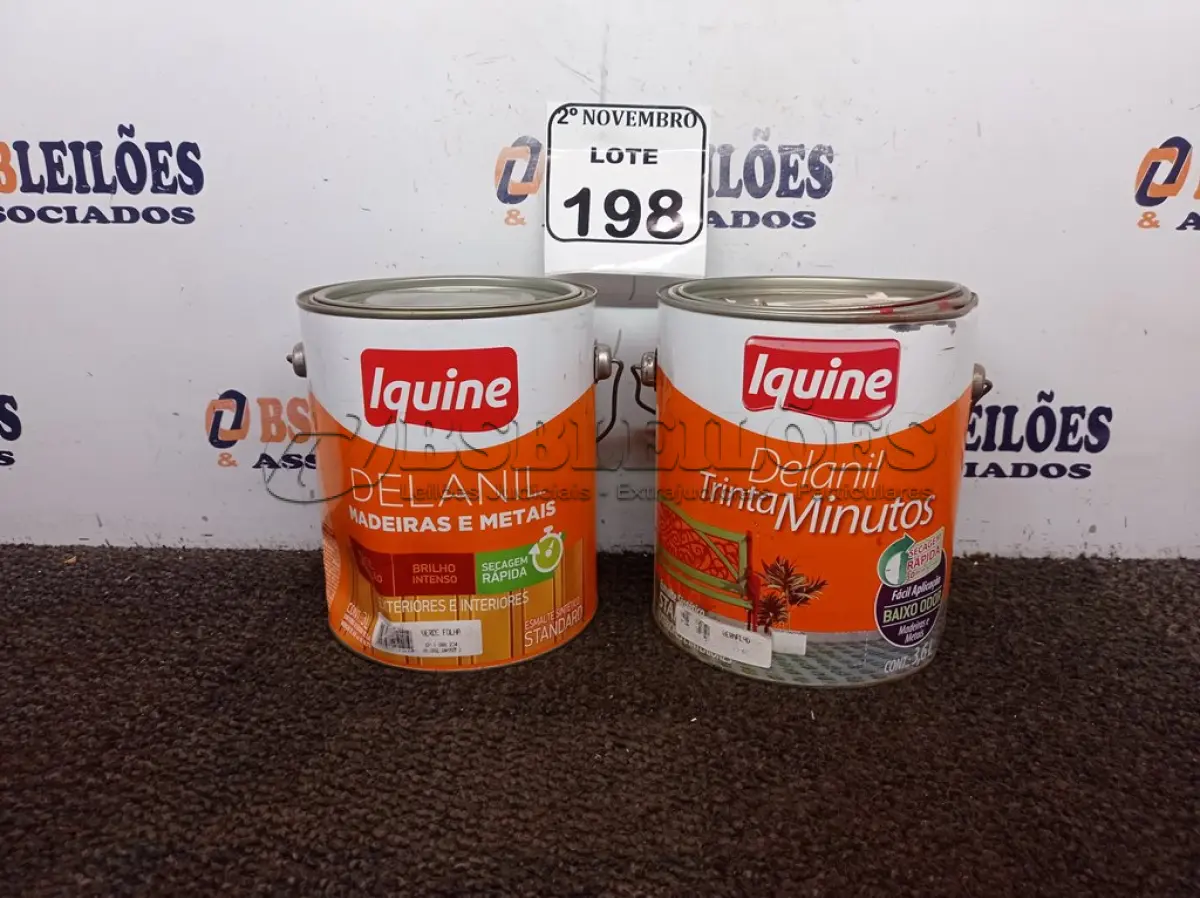 LOTE 198 - 01 LATA DE TINTA P/MADEIRAS E METAIS NA COR VERDE FOLHA E 01 LATA DE TINTA P/MADEIRAS E METAIS NA COR VERMELHO(NOVO). (NO ESTADO) ATENÇÃO! FAZER A VISITAÇÃO ANTES DE ARREMATAR, NÃO SABEMOS SE FUNCIONA. LEILÃO NÃO TEM GARANTIA E NEM DEVOLUÇÃO, SUJEITO A POSSÍVEIS AVARIAS VISÍVEIS/OCULTAS E/OU AUSÊNCIA DE COMPONENTES.