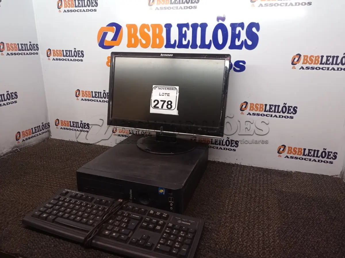 LOTE 278 - 01 CPU MARCA ITAUTEC, 01 MONITOR MARCA LENOVO E 01 TECLADO. (NO ESTADO) ATENÇÃO! FAZER A VISITAÇÃO ANTES DE ARREMATAR, NÃO SABEMOS SE FUNCIONA. LEILÃO NÃO TEM GARANTIA E NEM DEVOLUÇÃO, SUJEITO A POSSÍVEIS AVARIAS VISÍVEIS/OCULTAS E/OU AUSÊNCIA DE COMPONENTES.