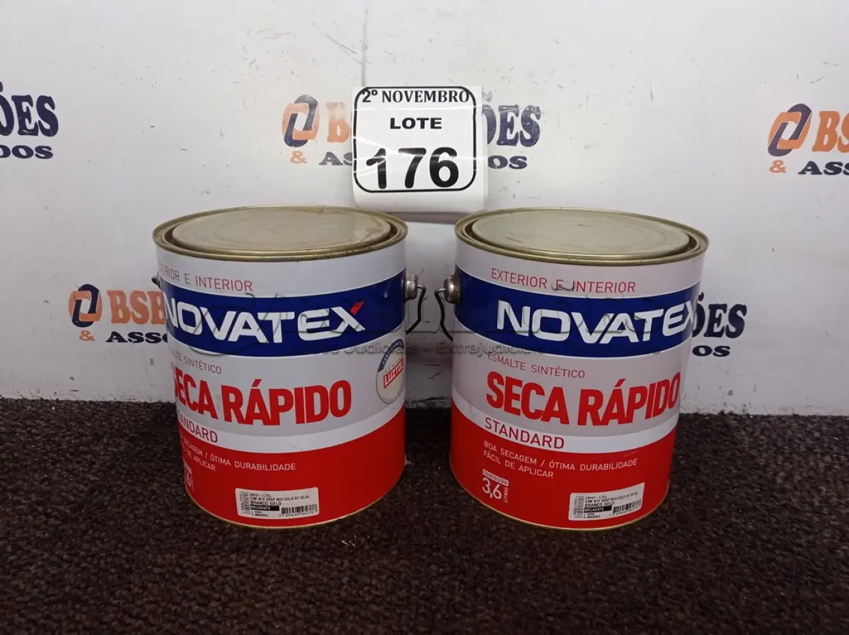 LOTE 176 - 01 LATA DE ESMALTE SINTÉTICO BRANCO GELO MARCA NOVATEX 3,6L CADA(NOVO). (NO ESTADO) ATENÇÃO! FAZER A VISITAÇÃO ANTES DE ARREMATAR, NÃO SABEMOS SE FUNCIONA. LEILÃO NÃO TEM GARANTIA E NEM DEVOLUÇÃO, SUJEITO A POSSÍVEIS AVARIAS VISÍVEIS/OCULTAS E/OU AUSÊNCIA DE COMPONENTES.