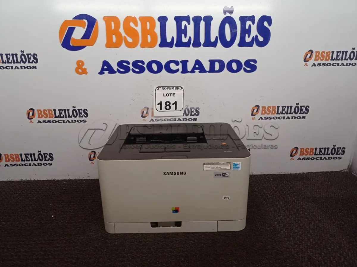 LOTE 181 - 01 IMPRESSORA SAMSUNG MODELO CLT365W. (NO ESTADO) ATENÇÃO! FAZER A VISITAÇÃO ANTES DE ARREMATAR, NÃO SABEMOS SE FUNCIONA. LEILÃO NÃO TEM GARANTIA E NEM DEVOLUÇÃO, SUJEITO A POSSÍVEIS AVARIAS VISÍVEIS/OCULTAS E/OU AUSÊNCIA DE COMPONENTES.