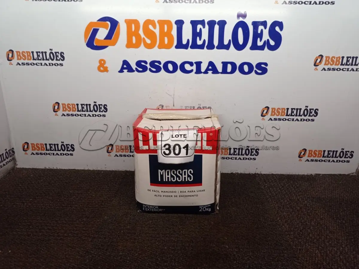 LOTE 301 - 01 MASSA CORRIDA MARCA LUZTOL 20KG(NOVO). (NO ESTADO) ATENÇÃO! FAZER A VISITAÇÃO ANTES DE ARREMATAR, NÃO SABEMOS SE FUNCIONA. LEILÃO NÃO TEM GARANTIA E NEM DEVOLUÇÃO, SUJEITO A POSSÍVEIS AVARIAS VISÍVEIS/OCULTAS E/OU AUSÊNCIA DE COMPONENTES.