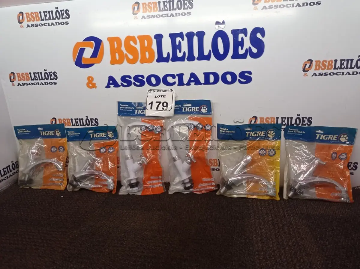 LOTE 179 - 06 TORNEIRAS MODELOS DIVERSOS MARCA TIGRE(NOVO). (NO ESTADO) ATENÇÃO! FAZER A VISITAÇÃO ANTES DE ARREMATAR, NÃO SABEMOS SE FUNCIONA. LEILÃO NÃO TEM GARANTIA E NEM DEVOLUÇÃO, SUJEITO A POSSÍVEIS AVARIAS VISÍVEIS/OCULTAS E/OU AUSÊNCIA DE COMPONENTES.