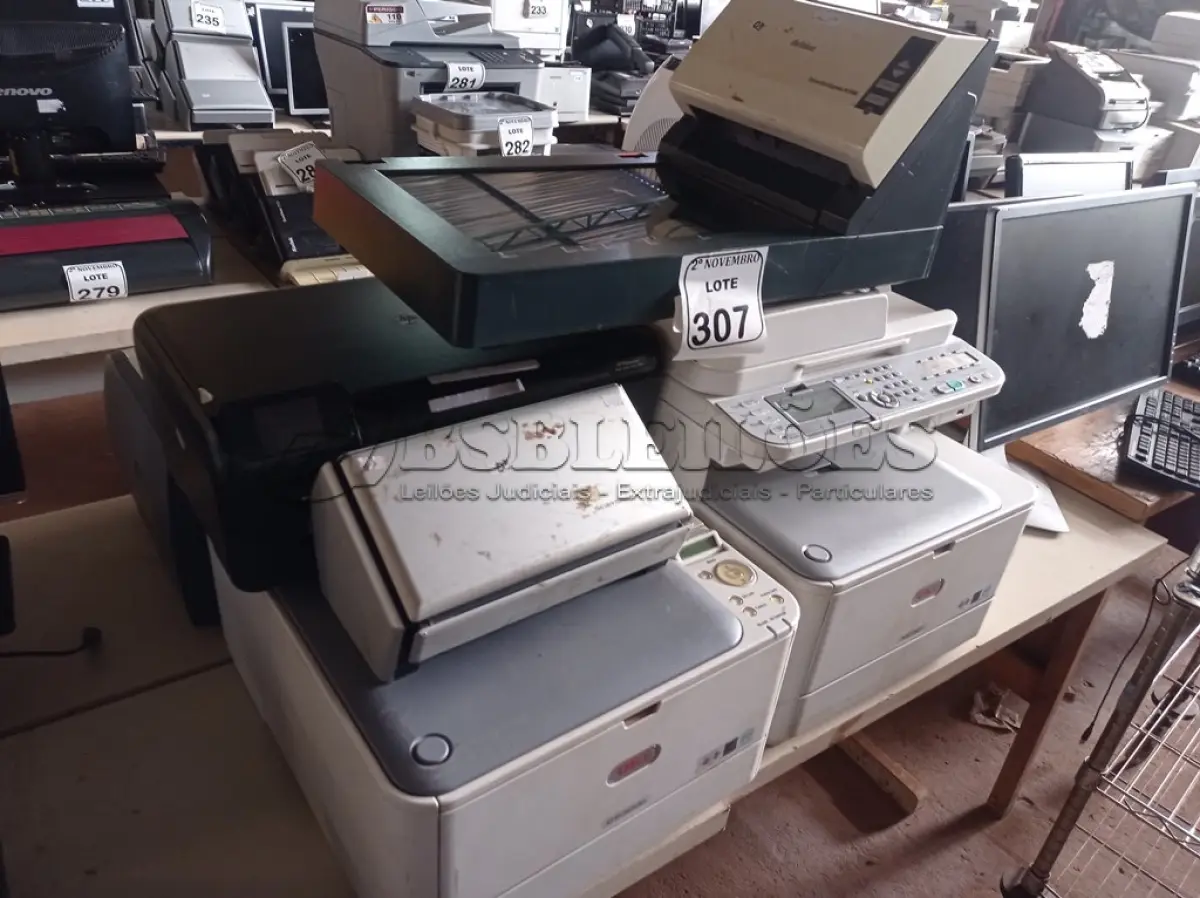 LOTE 307 - 05 IMPRESSORAS MARCAS E MODELOS DIVERSOS SENDO UMA MULTIFUNCIONAL E 02 SCANNER’S. (NO ESTADO) ATENÇÃO! FAZER A VISITAÇÃO ANTES DE ARREMATAR, NÃO SABEMOS SE FUNCIONA. LEILÃO NÃO TEM GARANTIA E NEM DEVOLUÇÃO, SUJEITO A POSSÍVEIS AVARIAS VISÍVEIS/OCULTAS E/OU AUSÊNCIA DE COMPONENTES.