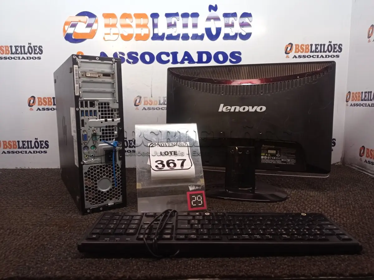 LOTE 367 - 01 CPU HP 01 MONITOR LENOVO E 01 TECLADO. (NO ESTADO) ATENÇÃO! FAZER A VISITAÇÃO ANTES DE ARREMATAR, NÃO SABEMOS SE FUNCIONA. LEILÃO NÃO TEM GARANTIA E NEM DEVOLUÇÃO, SUJEITO A POSSÍVEIS AVARIAS VISÍVEIS/OCULTAS E/OU AUSÊNCIA DE COMPONENTES.