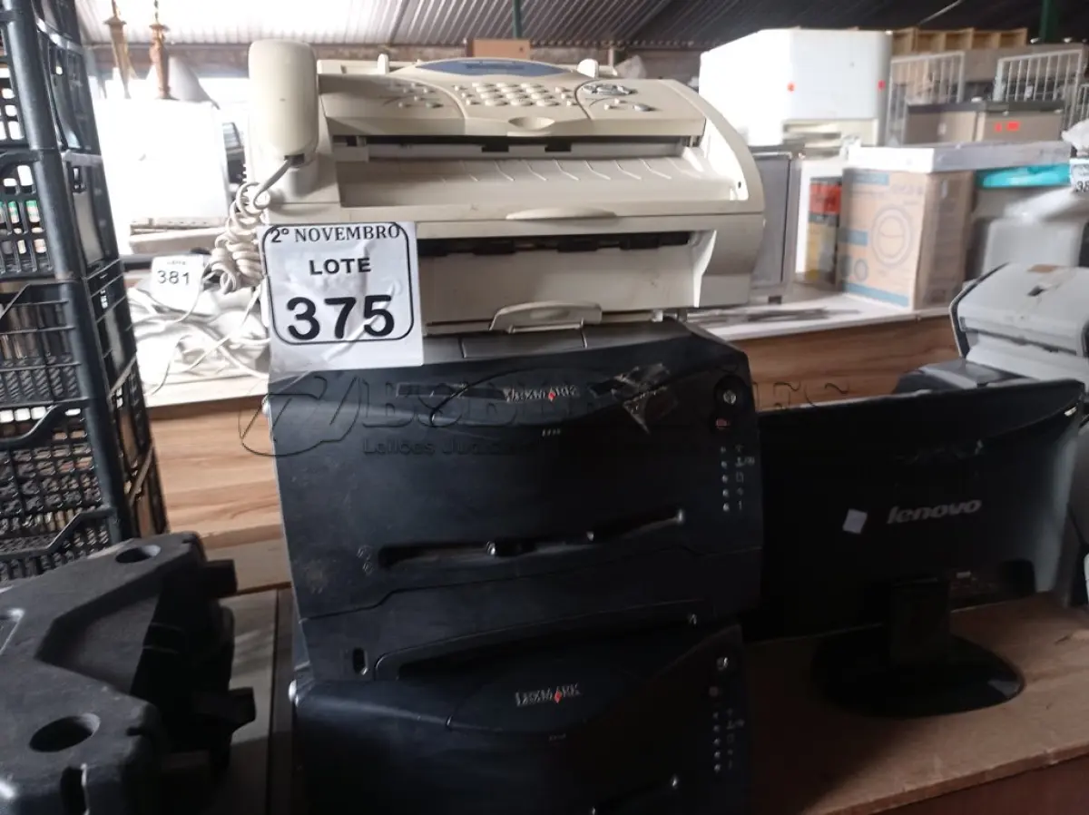 LOTE 375 - 03 IMPRESSORAS MARCAS E MODELOS DIVERSOS SENDO UMA SAMSUMG COLORIDA E 01APARELHO DE FAX. (NO ESTADO) ATENÇÃO! FAZER A VISITAÇÃO ANTES DE ARREMATAR, NÃO SABEMOS SE FUNCIONA. LEILÃO NÃO TEM GARANTIA E NEM DEVOLUÇÃO, SUJEITO A POSSÍVEIS AVARIAS VISÍVEIS/OCULTAS E/OU AUSÊNCIA DE COMPONENTES.