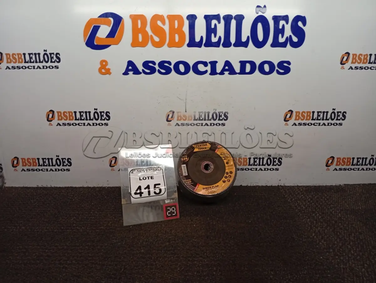 LOTE 415 - 10 DISCOS FLAP 115X22MM ÓXIDO DE ALUMÍNIO MARCA FERTAK(NOVO). (NO ESTADO) ATENÇÃO! FAZER A VISITAÇÃO ANTES DE ARREMATAR, NÃO SABEMOS SE FUNCIONA. LEILÃO NÃO TEM GARANTIA E NEM DEVOLUÇÃO, SUJEITO A POSSÍVEIS AVARIAS VISÍVEIS/OCULTAS E/OU AUSÊNCIA DE COMPONENTES.