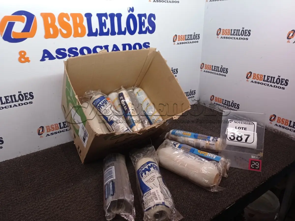 LOTE 387 - 01 LOTE C/APROXIMADAMENTE 13 ROLOS P/PINTURA MARCAS E MODELOS DIVERSOS(NOVO). (NO ESTADO) ATENÇÃO! FAZER A VISITAÇÃO ANTES DE ARREMATAR, NÃO SABEMOS SE FUNCIONA. LEILÃO NÃO TEM GARANTIA E NEM DEVOLUÇÃO, SUJEITO A POSSÍVEIS AVARIAS VISÍVEIS/OCULTAS E/OU AUSÊNCIA DE COMPONENTES.