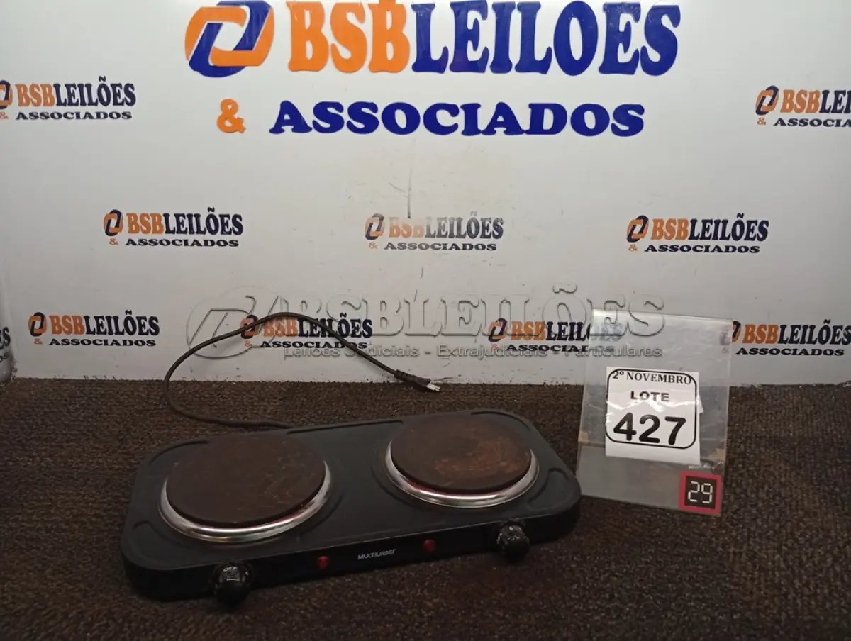 LOTE 427 - 01 MINI FOGÃO ELÉTRICO DUAS BOCAS 220V MARCA MULTILASER(NOVO). (NO ESTADO) ATENÇÃO! FAZER A VISITAÇÃO ANTES DE ARREMATAR, NÃO SABEMOS SE FUNCIONA. LEILÃO NÃO TEM GARANTIA E NEM DEVOLUÇÃO, SUJEITO A POSSÍVEIS AVARIAS VISÍVEIS/OCULTAS E/OU AUSÊNCIA DE COMPONENTES.