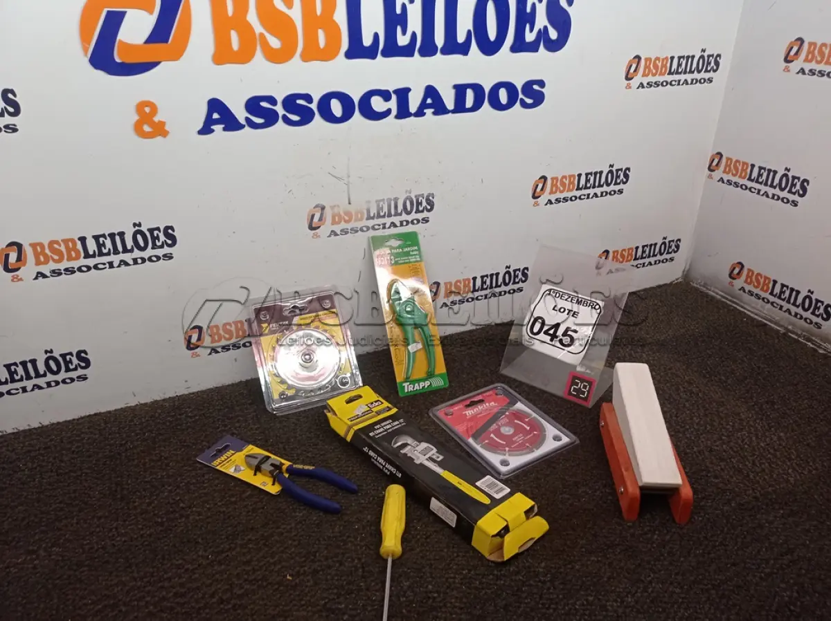 LOTE 045 - 01 ALICATE, 01 TESOURA DE PODA, 01 AMOLADOR DE FACAS E MATERIAIS DIVERSOS. (NO ESTADO) ATENÇÃO! FAZER A VISITAÇÃO ANTES DE ARREMATAR, NÃO SABEMOS SE FUNCIONA. LEILÃO NÃO TEM GARANTIA E NEM DEVOLUÇÃO, SUJEITO A POSSÍVEIS AVARIAS VISÍVEIS/OCULTAS E/OU AUSÊNCIA DE COMPONENTES.