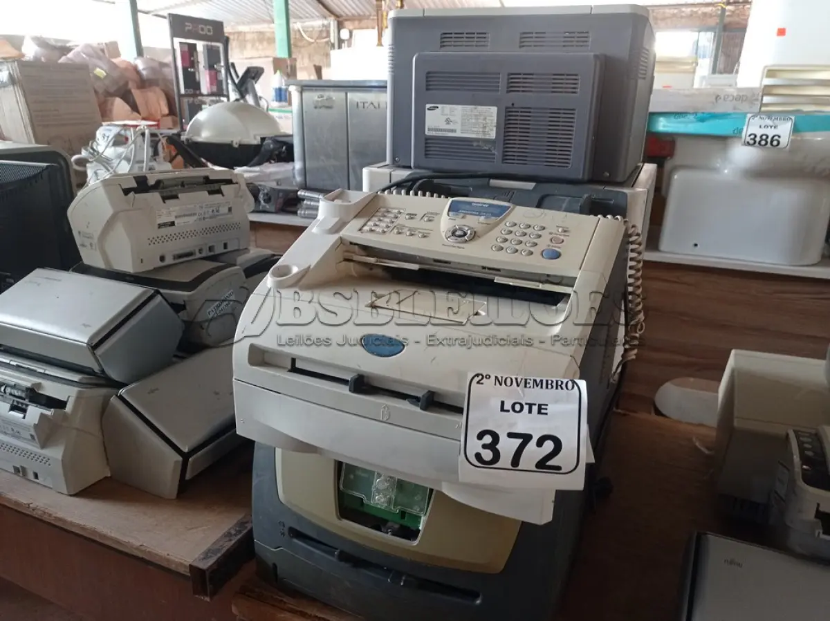 LOTE 372 - 04 IMPRESSORAS MARCAS E MODELOS DIVERSOS E 01 APARELHO DE FAX. (NO ESTADO) ATENÇÃO! FAZER A VISITAÇÃO ANTES DE ARREMATAR, NÃO SABEMOS SE FUNCIONA. LEILÃO NÃO TEM GARANTIA E NEM DEVOLUÇÃO, SUJEITO A POSSÍVEIS AVARIAS VISÍVEIS/OCULTAS E/OU AUSÊNCIA DE COMPONENTES.
