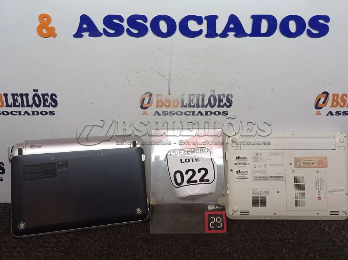 LOTE 022 - 02 NETBOOKS MARCA HP E LG. (NO ESTADO) ATENÇÃO! FAZER A VISITAÇÃO ANTES DE ARREMATAR, NÃO SABEMOS SE FUNCIONA. LEILÃO NÃO TEM GARANTIA E NEM DEVOLUÇÃO, SUJEITO A POSSÍVEIS AVARIAS VISÍVEIS/OCULTAS E/OU AUSÊNCIA DE COMPONENTES.