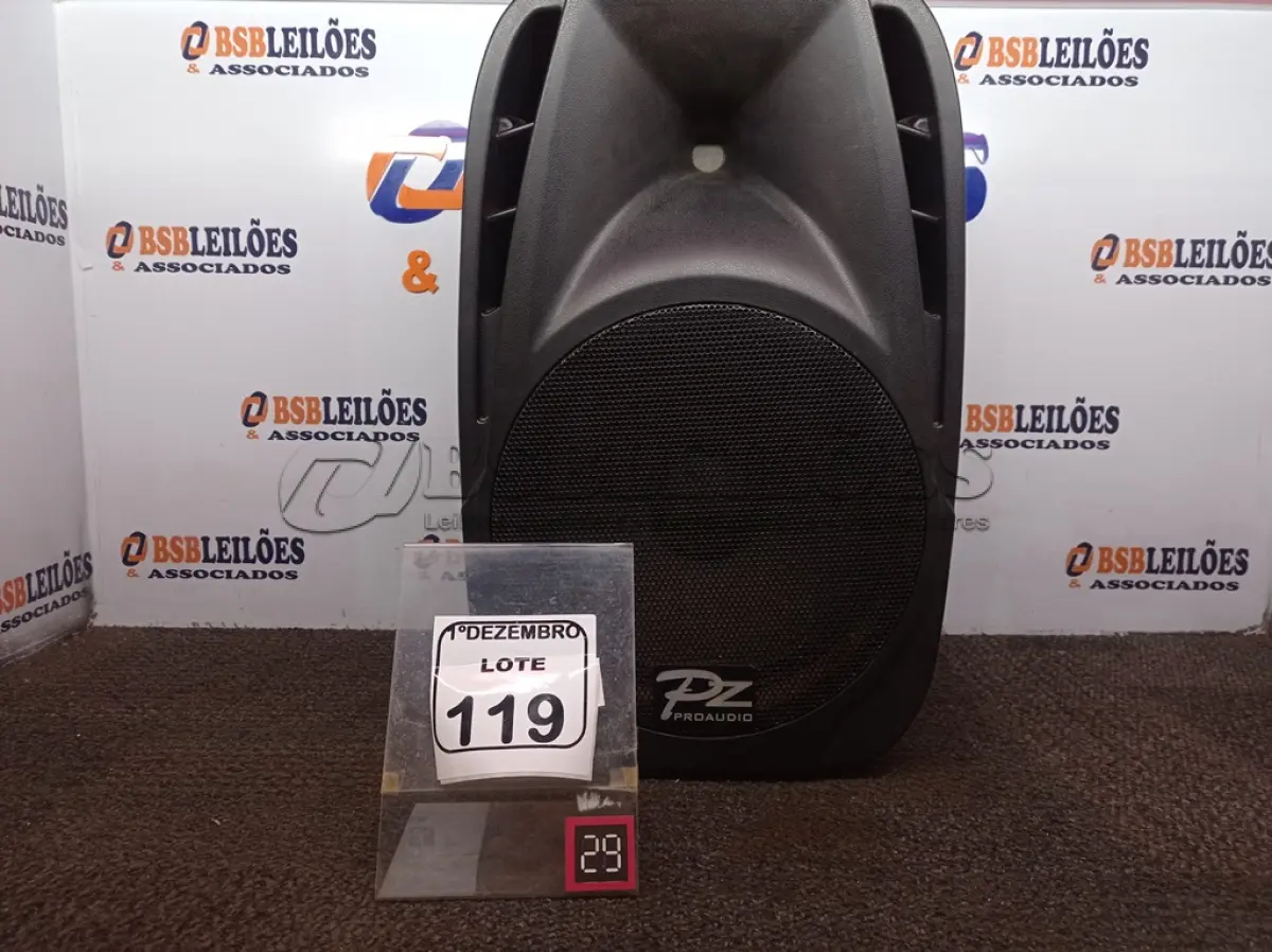LOTE 119 - 01 CAIXA DE SOM PASSIVA MARCA PZ PRO ÁUDIO. (NO ESTADO) ATENÇÃO! FAZER A VISITAÇÃO ANTES DE ARREMATAR, NÃO SABEMOS SE FUNCIONA. LEILÃO NÃO TEM GARANTIA E NEM DEVOLUÇÃO, SUJEITO A POSSÍVEIS AVARIAS VISÍVEIS/OCULTAS E/OU AUSÊNCIA DE COMPONENTES.