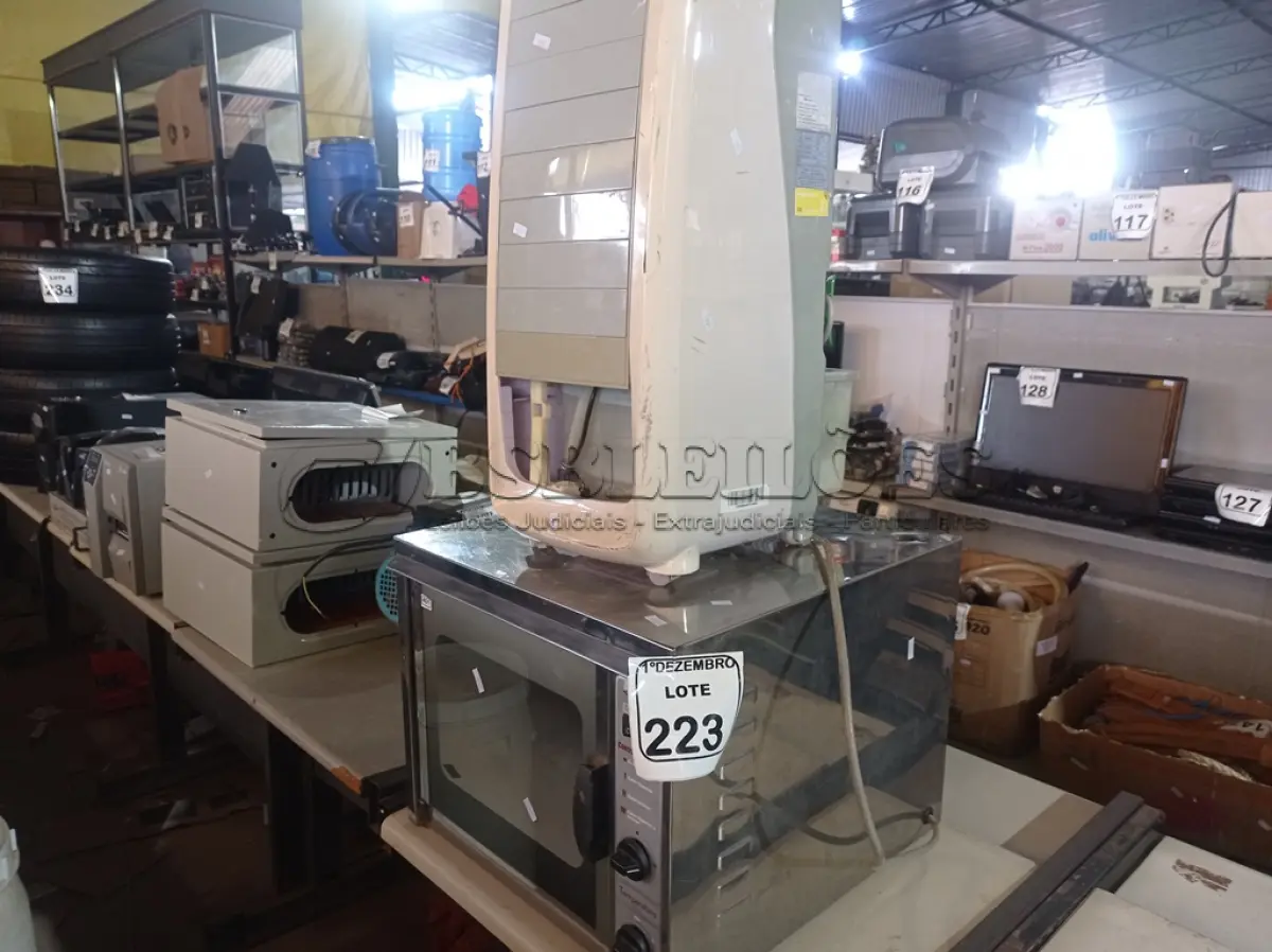 LOTE 223 - 01 FORNO ELÉTRICO E 01 CLIMATIZADOR MARCAS E MODELOS DIVERSOS. (NO ESTADO) ATENÇÃO! FAZER A VISITAÇÃO ANTES DE ARREMATAR, NÃO SABEMOS SE FUNCIONA. LEILÃO NÃO TEM GARANTIA E NEM DEVOLUÇÃO, SUJEITO A POSSÍVEIS AVARIAS VISÍVEIS/OCULTAS E/OU AUSÊNCIA DE COMPONENTES.