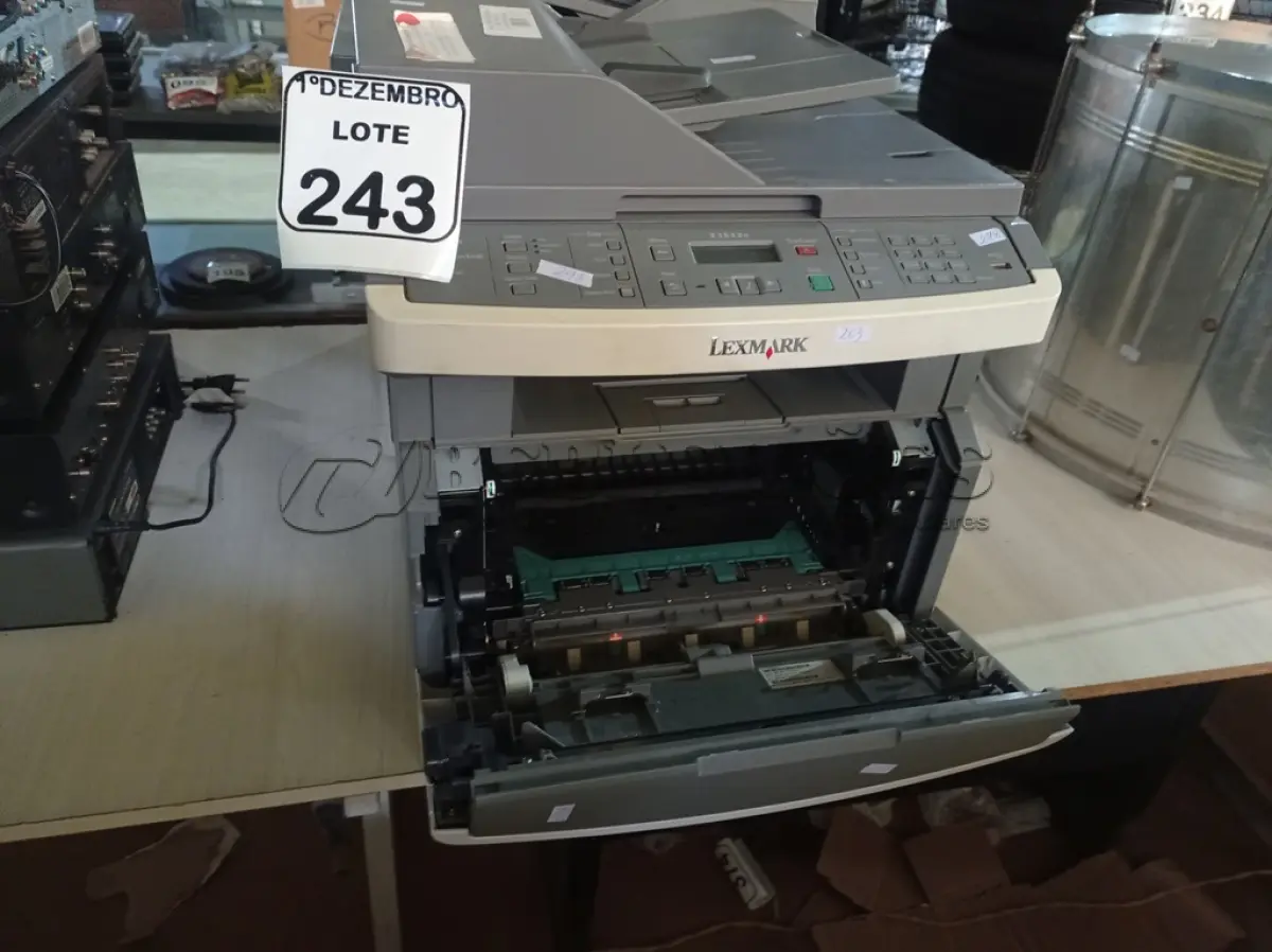 LOTE 243 - 02 IMPRESSORAS MULTIFUNCIONAIS MARCA LEXMARC. (NO ESTADO) ATENÇÃO! FAZER A VISITAÇÃO ANTES DE ARREMATAR, NÃO SABEMOS SE FUNCIONA. LEILÃO NÃO TEM GARANTIA E NEM DEVOLUÇÃO, SUJEITO A POSSÍVEIS AVARIAS VISÍVEIS/OCULTAS E/OU AUSÊNCIA DE COMPONENTES.