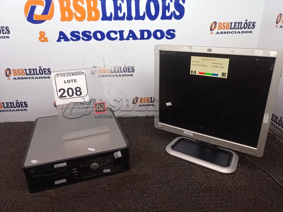 LOTE 208 - 01 CPU MARCA DELL E 01 MONITOR MARCA HP. (NO ESTADO) ATENÇÃO! FAZER A VISITAÇÃO ANTES DE ARREMATAR, NÃO SABEMOS SE FUNCIONA. LEILÃO NÃO TEM GARANTIA E NEM DEVOLUÇÃO, SUJEITO A POSSÍVEIS AVARIAS VISÍVEIS/OCULTAS E/OU AUSÊNCIA DE COMPONENTES.