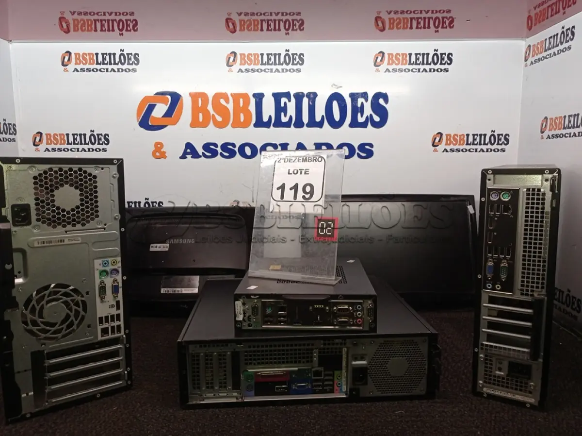 LOTE 119 - 03 CPU’S MARCAS E MODELOS DIVERSOS SENDO 01 MINI E 02 MONITORES LCD MARCAS E MODELOS DIVERSOS. (NO ESTADO) ATENÇÃO! FAZER A VISITAÇÃO ANTES DE ARREMATAR, NÃO SABEMOS SE FUNCIONA. LEILÃO NÃO TEM GARANTIA E NEM DEVOLUÇÃO, SUJEITO A POSSÍVEIS AVARIAS VISÍVEIS/OCULTAS E/OU AUSÊNCIA DE COMPONENTES.