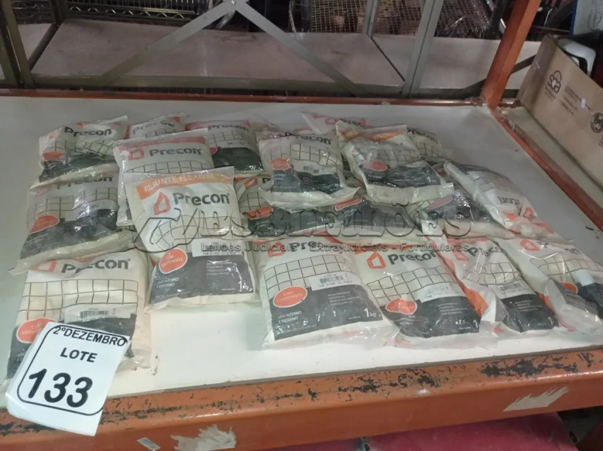 LOTE 133 - 01 LOTE C/VÁRIOS REJUNTES MARCA PRECON (NOVO). (NO ESTADO) ATENÇÃO! FAZER A VISITAÇÃO ANTES DE ARREMATAR, NÃO SABEMOS SE FUNCIONA. LEILÃO NÃO TEM GARANTIA E NEM DEVOLUÇÃO, SUJEITO A POSSÍVEIS AVARIAS VISÍVEIS/OCULTAS E/OU AUSÊNCIA DE COMPONENTES.