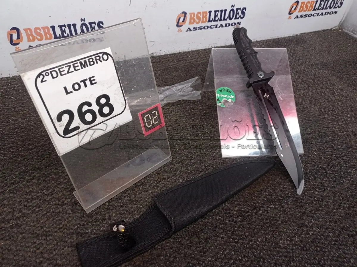 LOTE 268 - 01 FACA TAMANHO MEDIANO(NOVO). (NO ESTADO) ATENÇÃO! FAZER A VISITAÇÃO ANTES DE ARREMATAR, NÃO SABEMOS SE FUNCIONA. LEILÃO NÃO TEM GARANTIA E NEM DEVOLUÇÃO, SUJEITO A POSSÍVEIS AVARIAS VISÍVEIS/OCULTAS E/OU AUSÊNCIA DE COMPONENTES.