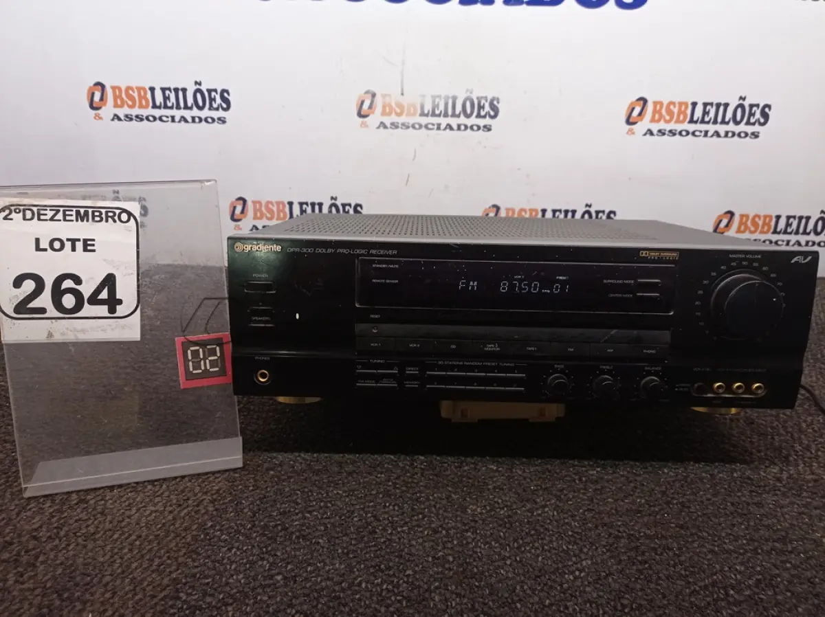 LOTE 264 - 01 RECEIVER MARCA GRADIENTE MODELO DPR300. (NO ESTADO) ATENÇÃO! FAZER A VISITAÇÃO ANTES DE ARREMATAR, NÃO SABEMOS SE FUNCIONA. LEILÃO NÃO TEM GARANTIA E NEM DEVOLUÇÃO, SUJEITO A POSSÍVEIS AVARIAS VISÍVEIS/OCULTAS E/OU AUSÊNCIA DE COMPONENTES.