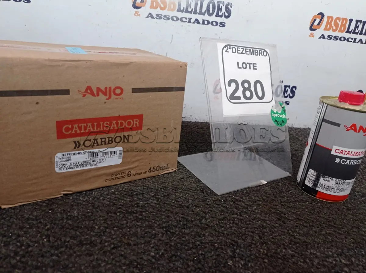 LOTE 280 - 01 CAIXA C/06 CATALISADORES MARCA ANJO CONTENDO 450ML EM CADA LATA(NOVO). (NO ESTADO) ATENÇÃO! FAZER A VISITAÇÃO ANTES DE ARREMATAR, NÃO SABEMOS SE FUNCIONA. LEILÃO NÃO TEM GARANTIA E NEM DEVOLUÇÃO, SUJEITO A POSSÍVEIS AVARIAS VISÍVEIS/OCULTAS E/OU AUSÊNCIA DE COMPONENTES.