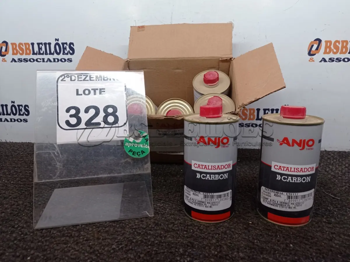 LOTE 328 - 01 CAIXA C/06 CATALISADORES MARCA ANJO CONTENDO 450ML EM CADA LATA(NOVO). (NO ESTADO) ATENÇÃO! FAZER A VISITAÇÃO ANTES DE ARREMATAR, NÃO SABEMOS SE FUNCIONA. LEILÃO NÃO TEM GARANTIA E NEM DEVOLUÇÃO, SUJEITO A POSSÍVEIS AVARIAS VISÍVEIS/OCULTAS E/OU AUSÊNCIA DE COMPONENTES.