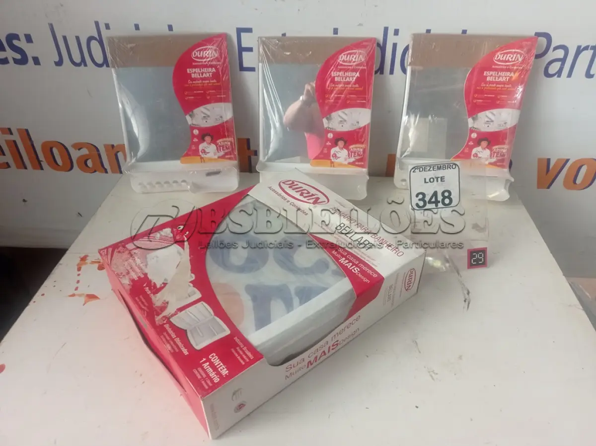 LOTE 348 - 03 ESPELHEIRAS BELLART MARCA DURIN E 01 ARMÁRIO P/BANHEIRO C/ESPELHO MARCA DURIN. (NO ESTADO) ATENÇÃO! FAZER A VISITAÇÃO ANTES DE ARREMATAR, NÃO SABEMOS SE FUNCIONA. LEILÃO NÃO TEM GARANTIA E NEM DEVOLUÇÃO, SUJEITO A POSSÍVEIS AVARIAS VISÍVEIS/OCULTAS E/OU AUSÊNCIA DE COMPONENTES.