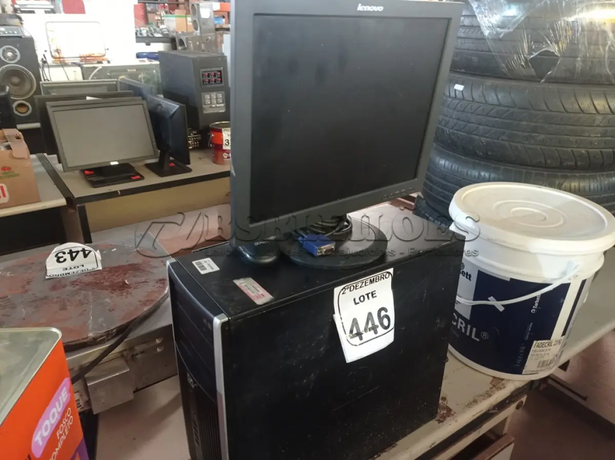LOTE 446 - 01 CPU MARCA HP E 01 MONITOR MARCA SAMSUNG C/MOUSE. (NO ESTADO) ATENÇÃO! FAZER A VISITAÇÃO ANTES DE ARREMATAR, NÃO SABEMOS SE FUNCIONA. LEILÃO NÃO TEM GARANTIA E NEM DEVOLUÇÃO, SUJEITO A POSSÍVEIS AVARIAS VISÍVEIS/OCULTAS E/OU AUSÊNCIA DE COMPONENTES.
