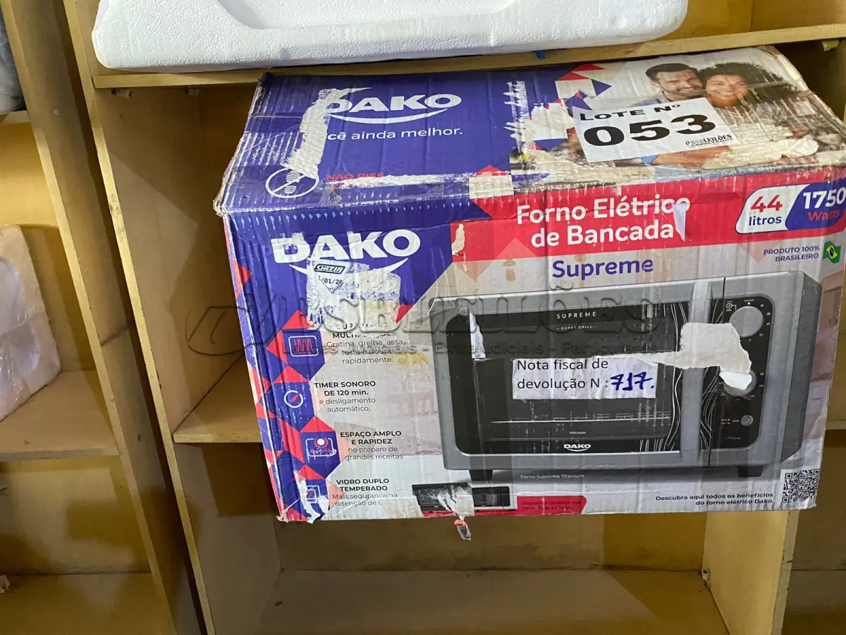 LOTE 053 - 01 - FORNO ELÉTRICO DE BANCADA 44L DAKO SUPREME GRILL - 110 VOLTS (NO ESTADO, NÃO SABEMOS SE FUNCIONA. LEILÃO NÃO TEM GARANTIA E NEM DEVOLUÇÃO, SUJEITO A POSSÍVEIS AVARIAS VISÍVEIS/OCULTAS E/OU AUSÊNCIA DE COMPONENTES)