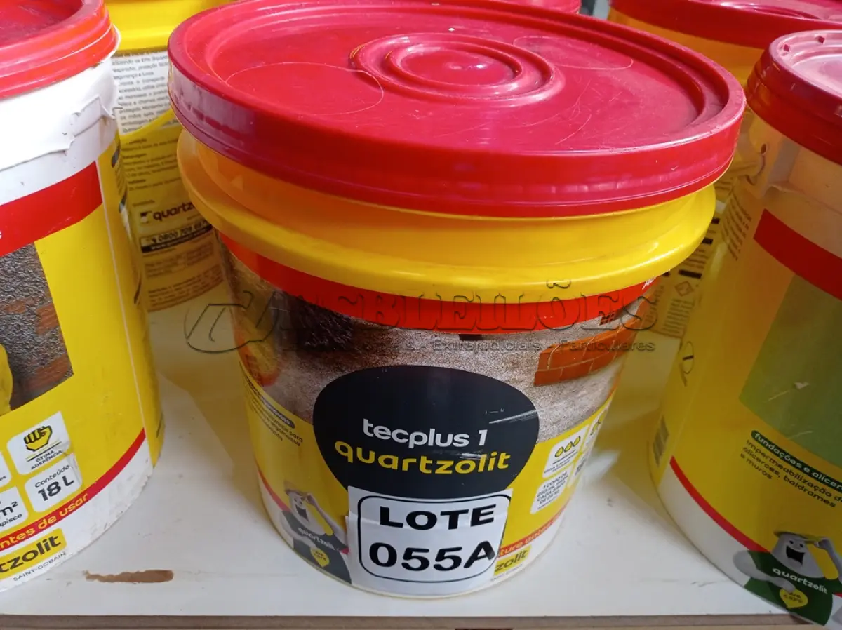 LOTE 055 - 01 BALDE DE ADITIVO IMPERMEABILIZANTE P/ARGAMASSA MARCA QUARTZOLIT 18L (NO ESTADO, NÃO SABEMOS SE FUNCIONA. LEILÃO NÃO TEM GARANTIA E NEM DEVOLUÇÃO, SUJEITO A POSSÍVEIS AVARIAS VISÍVEIS/OCULTAS E/OU AUSÊNCIA DE COMPONENTES)