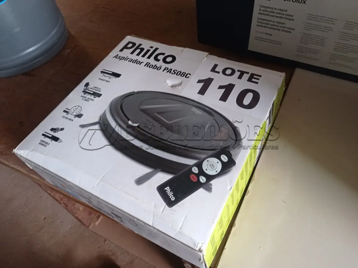 LOTE 110 - 01 - ASPIRADOR ROBÔ PHILCO PAS08C - BIVOLT (NO ESTADO, NÃO SABEMOS SE FUNCIONA. LEILÃO NÃO TEM GARANTIA E NEM DEVOLUÇÃO, SUJEITO A POSSÍVEIS AVARIAS VISÍVEIS/OCULTAS E/OU AUSÊNCIA DE COMPONENTES)