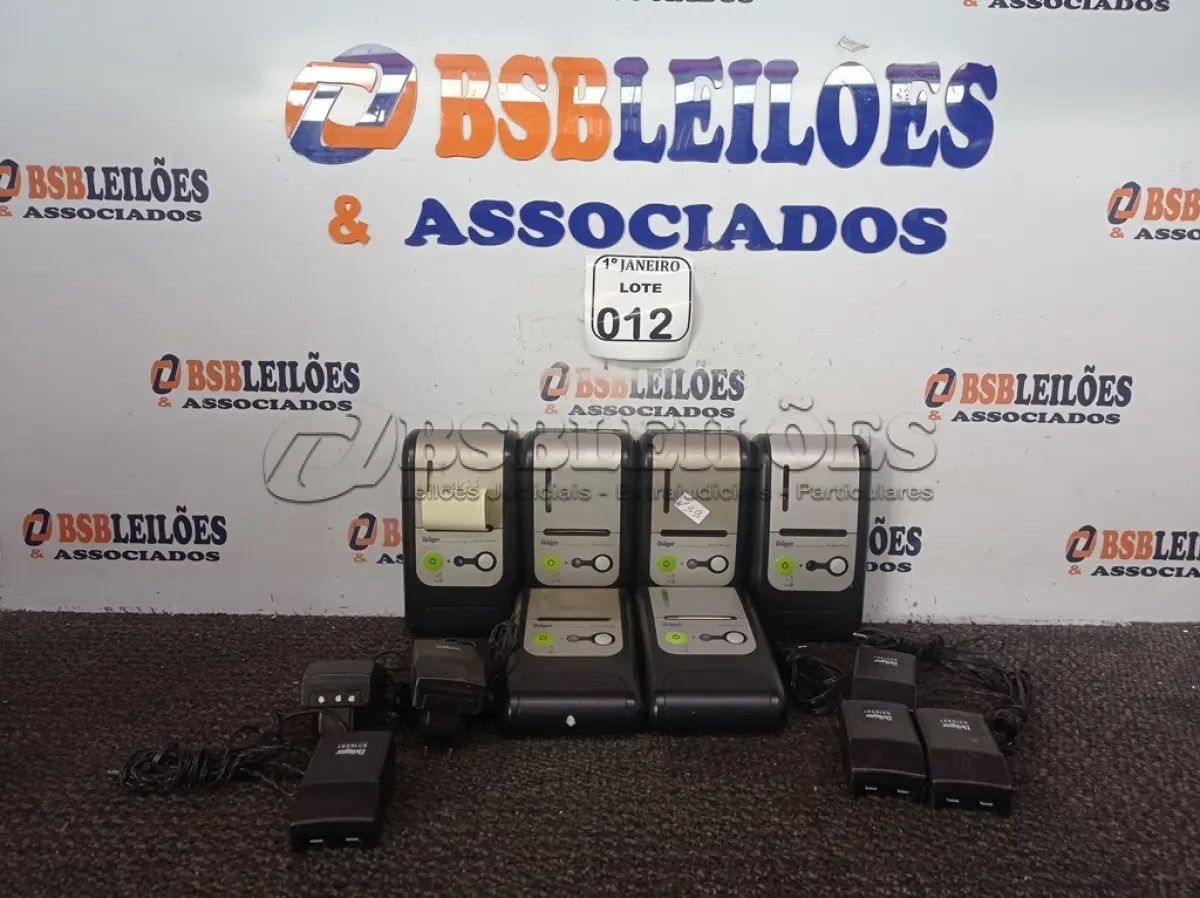 LOTE 012 - 06 ETILÔMETROS MARCA DRAGER C/CARREGADOR. (NO ESTADO) ATENÇÃO! FAZER A VISITAÇÃO ANTES DE ARREMATAR, NÃO SABEMOS SE FUNCIONA. LEILÃO NÃO TEM GARANTIA E NEM DEVOLUÇÃO, SUJEITO A POSSÍVEIS AVARIAS VISÍVEIS/OCULTAS E/OU AUSÊNCIA DE COMPONENTES.