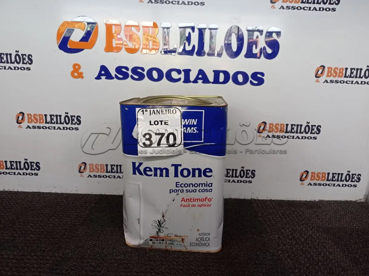 LOTE 370 - 01 LATA DE TINTA ACRÍLICA 18L MARCA SHERWIN WILLIANS. (NO ESTADO) ATENÇÃO! FAZER A VISITAÇÃO ANTES DE ARREMATAR, NÃO SABEMOS SE FUNCIONA. LEILÃO NÃO TEM GARANTIA E NEM DEVOLUÇÃO, SUJEITO A POSSÍVEIS AVARIAS VISÍVEIS/OCULTAS E/OU AUSÊNCIA DE COMPONENTES.