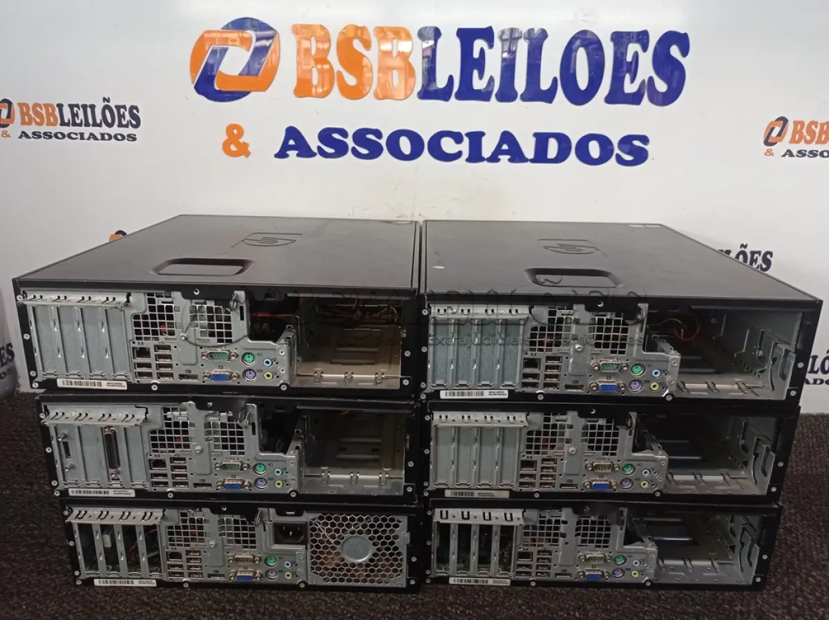 LOTE 333 - 06 CPU’S MARCA HP P/RETIRADA DE PEÇAS. (NO ESTADO) ATENÇÃO! FAZER A VISITAÇÃO ANTES DE ARREMATAR, NÃO SABEMOS SE FUNCIONA. LEILÃO NÃO TEM GARANTIA E NEM DEVOLUÇÃO, SUJEITO A POSSÍVEIS AVARIAS VISÍVEIS/OCULTAS E/OU AUSÊNCIA DE COMPONENTES.