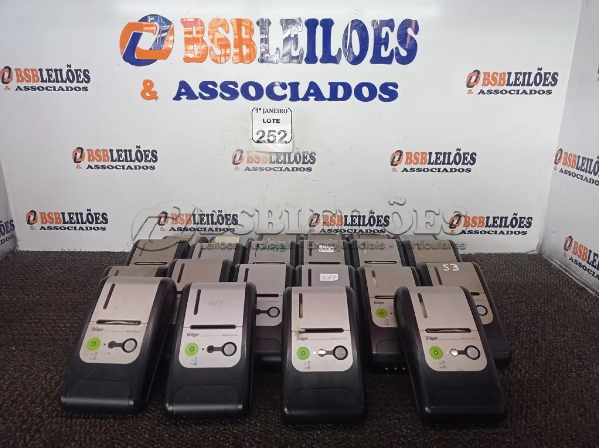 LOTE 252 - 01 CAIXA C/VÁRIAS IMPRESSORAS TÉRMICAS MARCA DRAGER. (NO ESTADO) ATENÇÃO! FAZER A VISITAÇÃO ANTES DE ARREMATAR, NÃO SABEMOS SE FUNCIONA. LEILÃO NÃO TEM GARANTIA E NEM DEVOLUÇÃO, SUJEITO A POSSÍVEIS AVARIAS VISÍVEIS/OCULTAS E/OU AUSÊNCIA DE COMPONENTES.
