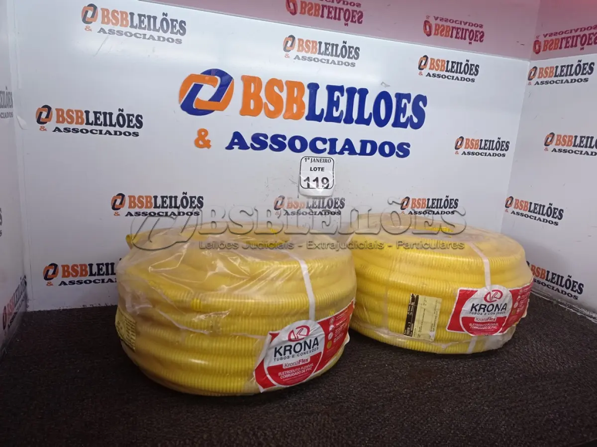 LOTE 119 - 02 ROLOS DE ELETRODUTO FLEXÍVEL CORRUGADO DE PVC MARCA KRONA. (NOVO) (NO ESTADO) ATENÇÃO! FAZER A VISITAÇÃO ANTES DE ARREMATAR, NÃO SABEMOS SE FUNCIONA. LEILÃO NÃO TEM GARANTIA E NEM DEVOLUÇÃO, SUJEITO A POSSÍVEIS AVARIAS VISÍVEIS/OCULTAS E/OU AUSÊNCIA DE COMPONENTES.