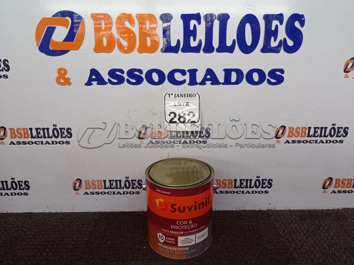 LOTE 282 - 01 LATA DE TINTA ESMALTE SINTÉTICO PARA MADEIRA E METAL 3,6L NA COR BRILHANTE LARANJA MARCA SUVINIL. (NOVO) (NO ESTADO) ATENÇÃO! FAZER A VISITAÇÃO ANTES DE ARREMATAR, NÃO SABEMOS SE FUNCIONA. LEILÃO NÃO TEM GARANTIA E NEM DEVOLUÇÃO, SUJEITO A POSSÍVEIS AVARIAS VISÍVEIS/OCULTAS E/OU AUSÊNCIA DE COMPONENTES.