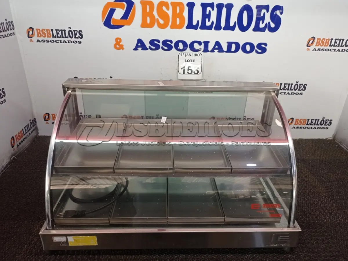 LOTE 153 - 01 ESTUFA PARA SALGADOS COM 08 BANDEJAS. (NO ESTADO) ATENÇÃO! FAZER A VISITAÇÃO ANTES DE ARREMATAR, NÃO SABEMOS SE FUNCIONA. LEILÃO NÃO TEM GARANTIA E NEM DEVOLUÇÃO, SUJEITO A POSSÍVEIS AVARIAS VISÍVEIS/OCULTAS E/OU AUSÊNCIA DE COMPONENTES.