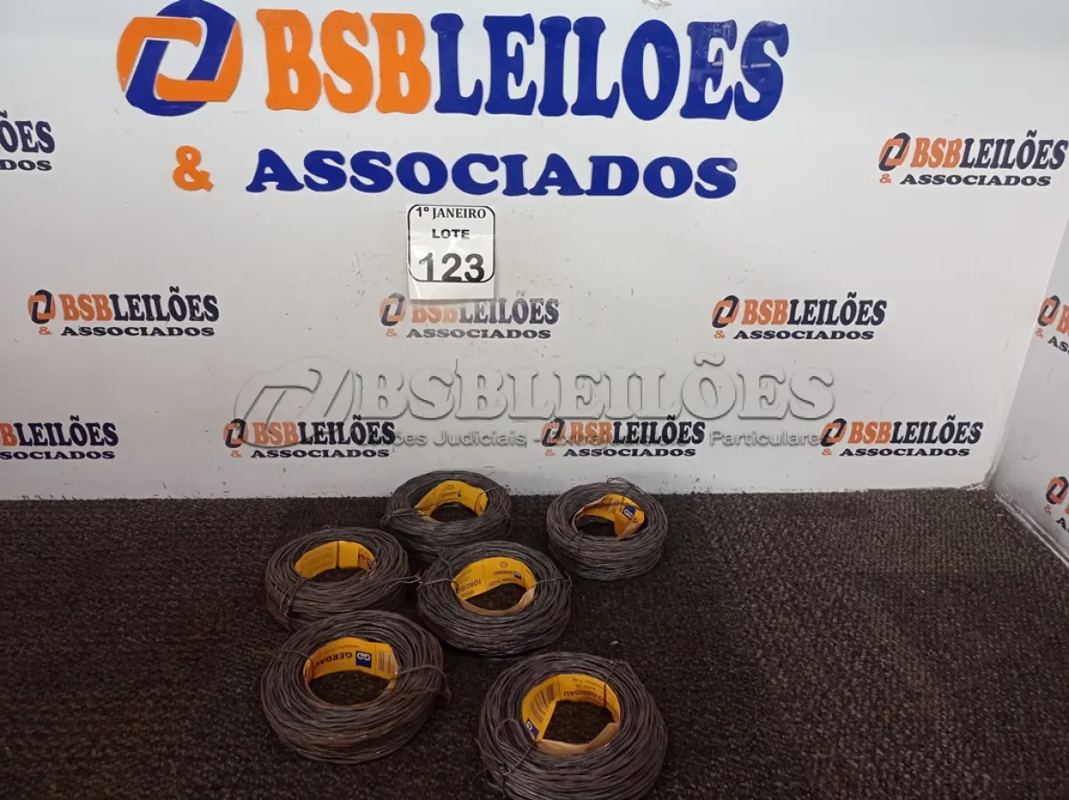 LOTE 123 - 06 ROLOS DE ARAME RECOZIDO TORCIDO 1,25 MM-BWG 18 MARCA GERDAU (NOVO) (NO ESTADO) ATENÇÃO! FAZER A VISITAÇÃO ANTES DE ARREMATAR, NÃO SABEMOS SE FUNCIONA. LEILÃO NÃO TEM GARANTIA E NEM DEVOLUÇÃO, SUJEITO A POSSÍVEIS AVARIAS VISÍVEIS/OCULTAS E/OU AUSÊNCIA DE COMPONENTES.