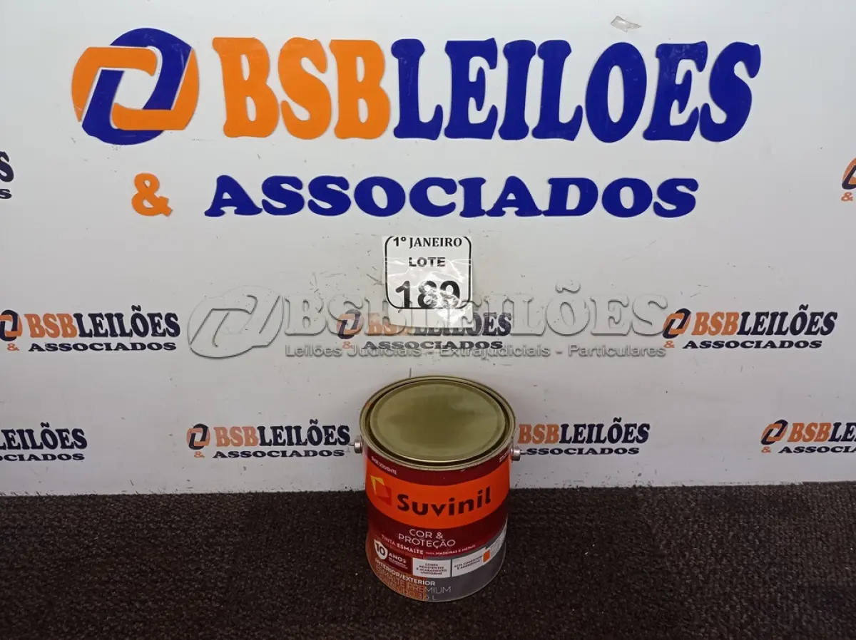 LOTE 189 - 01 LATA DE TINTA ESMALTE SINTÉTICO PARA MADEIRA E METAL 3,6L NA COR BRILHANTE LARANJA MARCA SUVINIL (NOVO). (NO ESTADO) ATENÇÃO! FAZER A VISITAÇÃO ANTES DE ARREMATAR, NÃO SABEMOS SE FUNCIONA. LEILÃO NÃO TEM GARANTIA E NEM DEVOLUÇÃO, SUJEITO A POSSÍVEIS AVARIAS VISÍVEIS/OCULTAS E/OU AUSÊNCIA DE COMPONENTES.