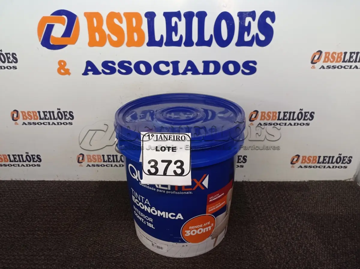 LOTE 373 - 01 GALÃO DE TINTA PARA INTERIOR QUALITEX 18L RENDE ATÉ 300M. (NO ESTADO) ATENÇÃO! FAZER A VISITAÇÃO ANTES DE ARREMATAR, NÃO SABEMOS SE FUNCIONA. LEILÃO NÃO TEM GARANTIA E NEM DEVOLUÇÃO, SUJEITO A POSSÍVEIS AVARIAS VISÍVEIS/OCULTAS E/OU AUSÊNCIA DE COMPONENTES.