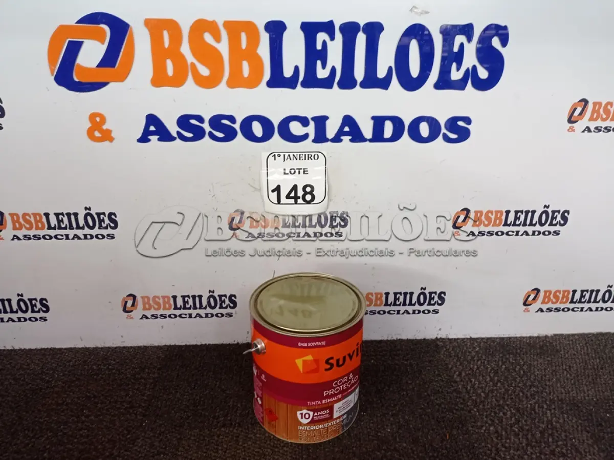 LOTE 148 - 01 LATA DE TINTA ESMALTE SINTÉTICO PARA MADEIRA E METAL 3,6L NA COR BRILHANTE MARROM MARCA SUVINIL (NOVO). (NO ESTADO) ATENÇÃO! FAZER A VISITAÇÃO ANTES DE ARREMATAR, NÃO SABEMOS SE FUNCIONA. LEILÃO NÃO TEM GARANTIA E NEM DEVOLUÇÃO, SUJEITO A POSSÍVEIS AVARIAS VISÍVEIS/OCULTAS E/OU AUSÊNCIA DE COMPONENTES.