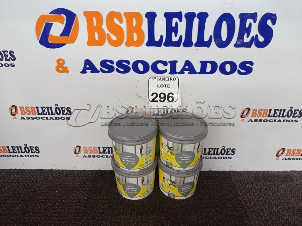 LOTE 296 - 08 KG DE REJUNTE SUPERFINO PREMIUM MARCA QUARTZOLIT CONTENDO 2GK EM CADA POTE. (NO ESTADO) ATENÇÃO! FAZER A VISITAÇÃO ANTES DE ARREMATAR, NÃO SABEMOS SE FUNCIONA. LEILÃO NÃO TEM GARANTIA E NEM DEVOLUÇÃO, SUJEITO A POSSÍVEIS AVARIAS VISÍVEIS/OCULTAS E/OU AUSÊNCIA DE COMPONENTES.
