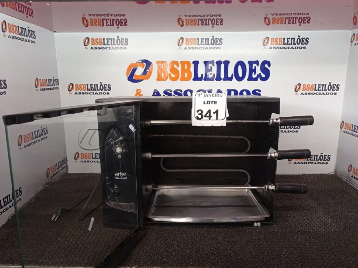 LOTE 341 - 01 CHURRASQUEIRA ELÉTRICA (NO ESTADO) ATENÇÃO! FAZER A VISITAÇÃO ANTES DE ARREMATAR, NÃO SABEMOS SE FUNCIONA. LEILÃO NÃO TEM GARANTIA E NEM DEVOLUÇÃO, SUJEITO A POSSÍVEIS AVARIAS VISÍVEIS/OCULTAS E/OU AUSÊNCIA DE COMPONENTES.