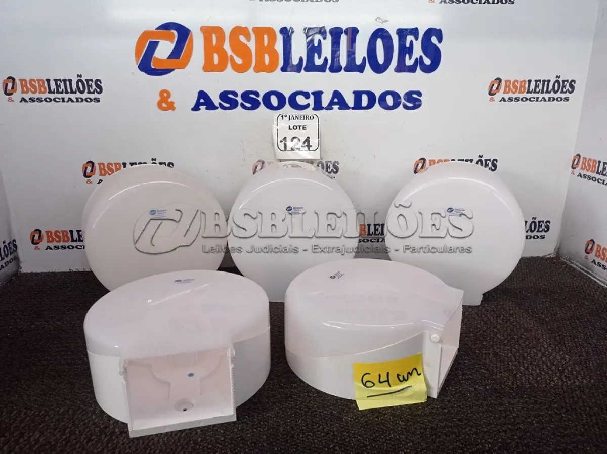 LOTE 124 - 05 PORTAS DISPENSER DE PAPEL. (NO ESTADO) ATENÇÃO! FAZER A VISITAÇÃO ANTES DE ARREMATAR, NÃO SABEMOS SE FUNCIONA. LEILÃO NÃO TEM GARANTIA E NEM DEVOLUÇÃO, SUJEITO A POSSÍVEIS AVARIAS VISÍVEIS/OCULTAS E/OU AUSÊNCIA DE COMPONENTES.